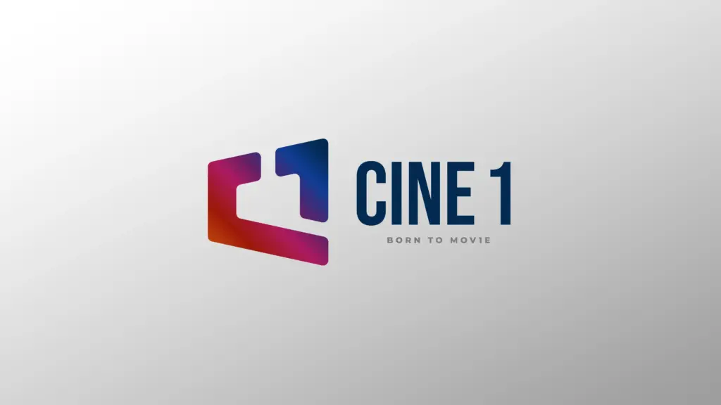 Logo di Cine 1 colorato su sfondo grigio