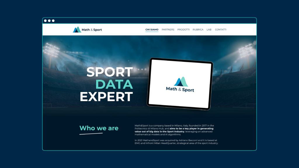 Home page del sito web "Math & Sport".